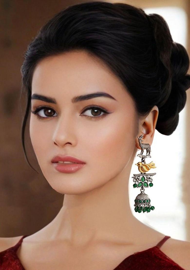 Silver Studded Silver Plated Earrings