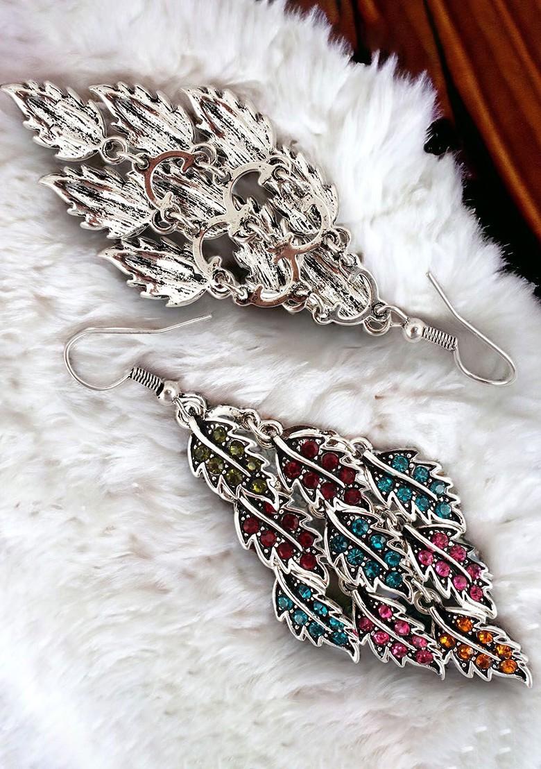 Silver Studded Silver Plated Earrings