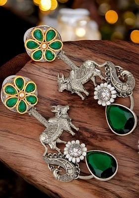 Silver Studded Silver Plated Earrings