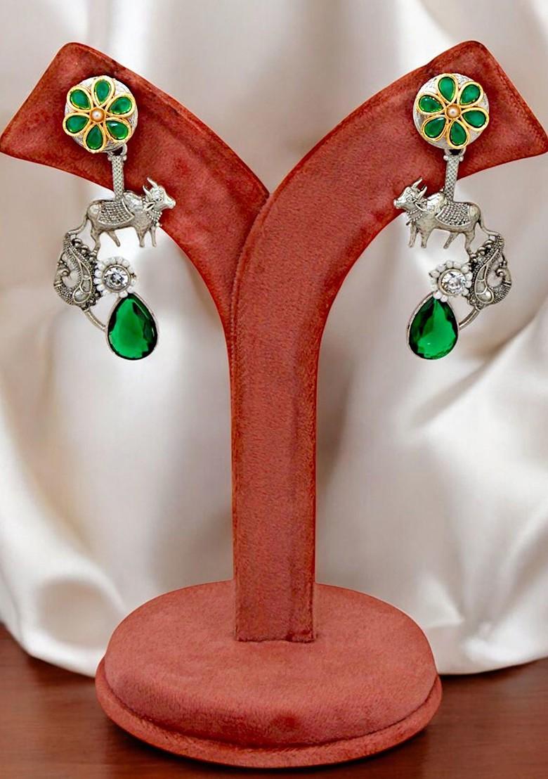 Silver Studded Silver Plated Earrings