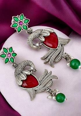 Silver Studded Silver Plated Earrings