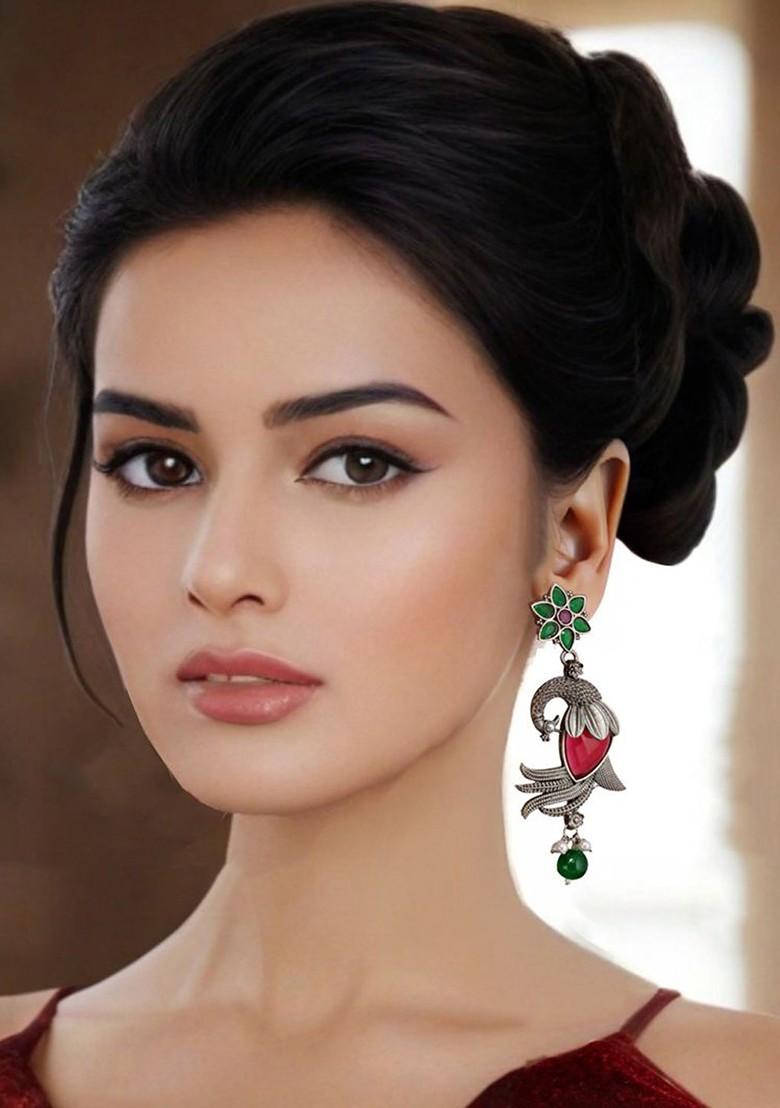 Silver Studded Silver Plated Earrings