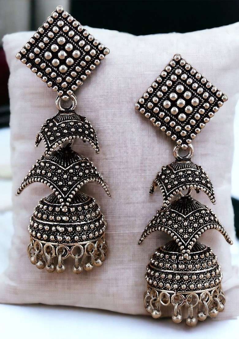 Silver Studs Silver Plated Earrings - Indya
