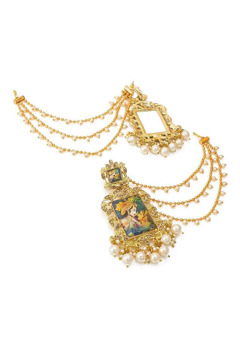 Gold Toned Contemporary Drop Earrings - Indya