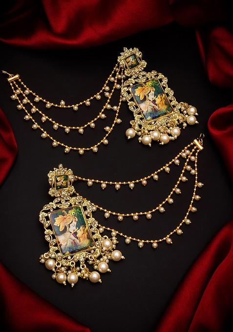 Gold Toned Contemporary Drop Earrings