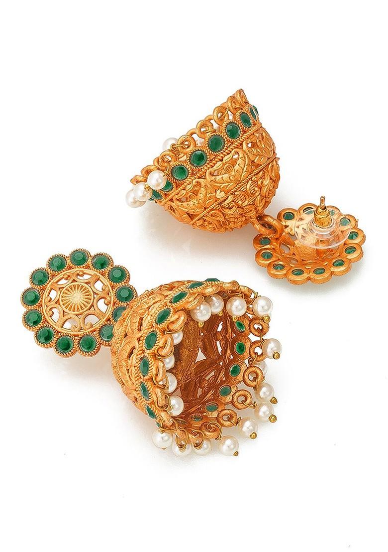 Gold Toned Contemporary Jhumkas Earrings