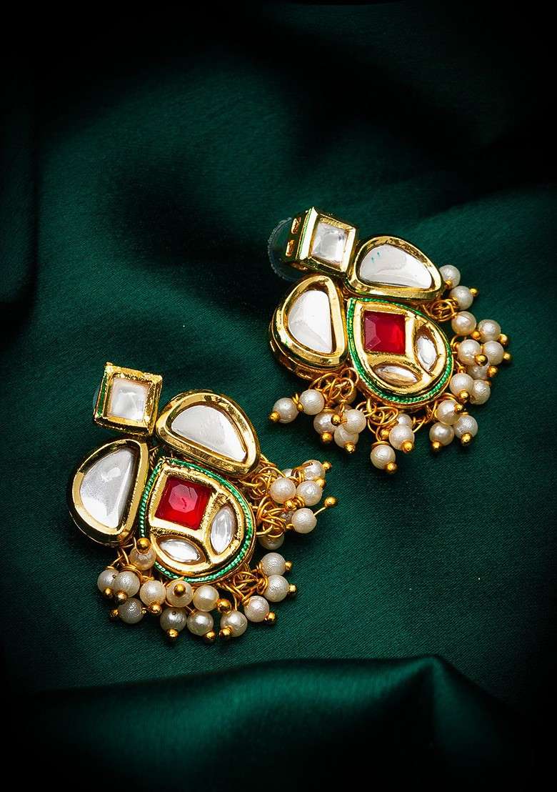 Gold Plated Contemporary Stud Earrings - Indya