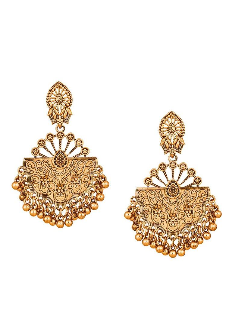 Gold Toned Geometric Jhumkas Earrings