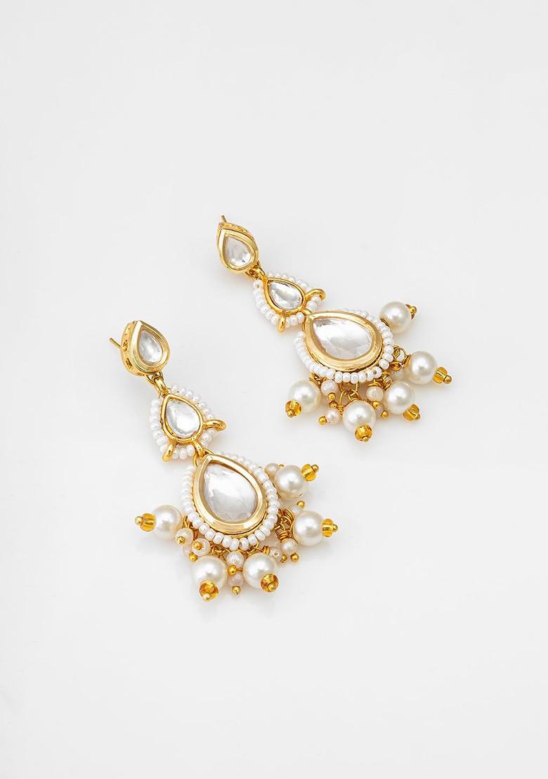 Gold Plated American Diamond Classic Drop Earrings