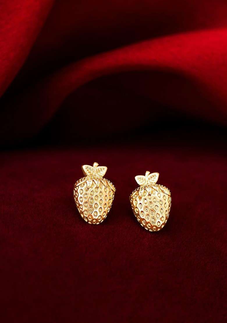 Gold Toned Geometric Studs Earrings - Indya