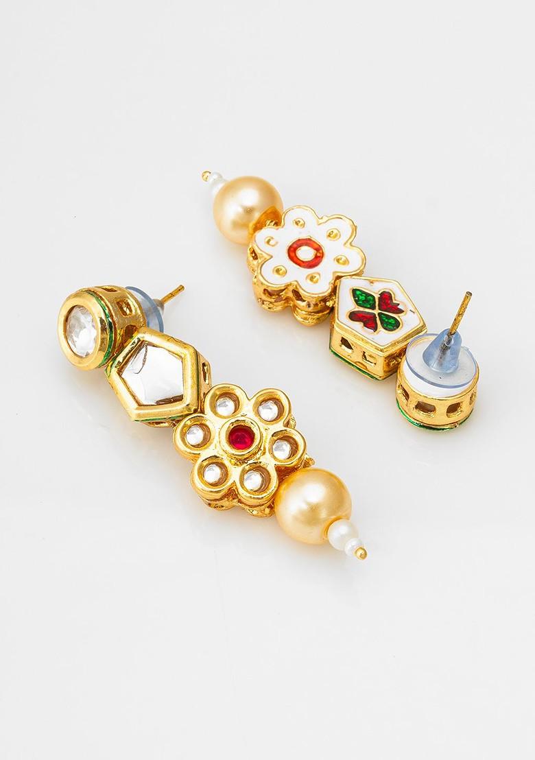 Gold Plated Contemporary Drop Earrings