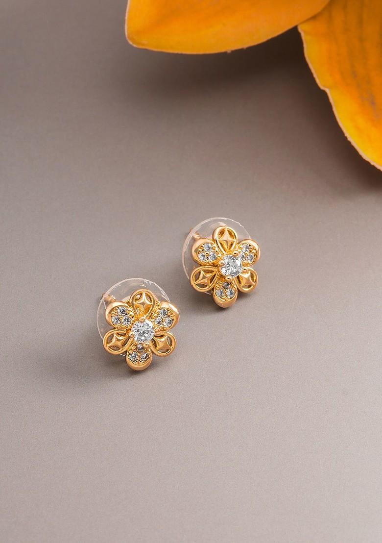 Gold Toned Geometric Studs Earrings
