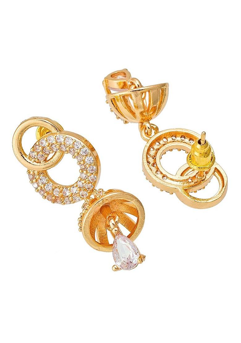 Gold Toned Circular Drop Earrings