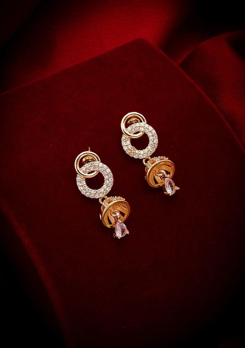 Gold Toned Circular Drop Earrings