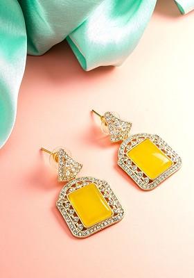 Gold Toned Geometric Drop Earrings