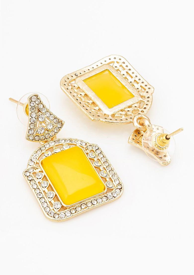 Gold Toned Geometric Drop Earrings