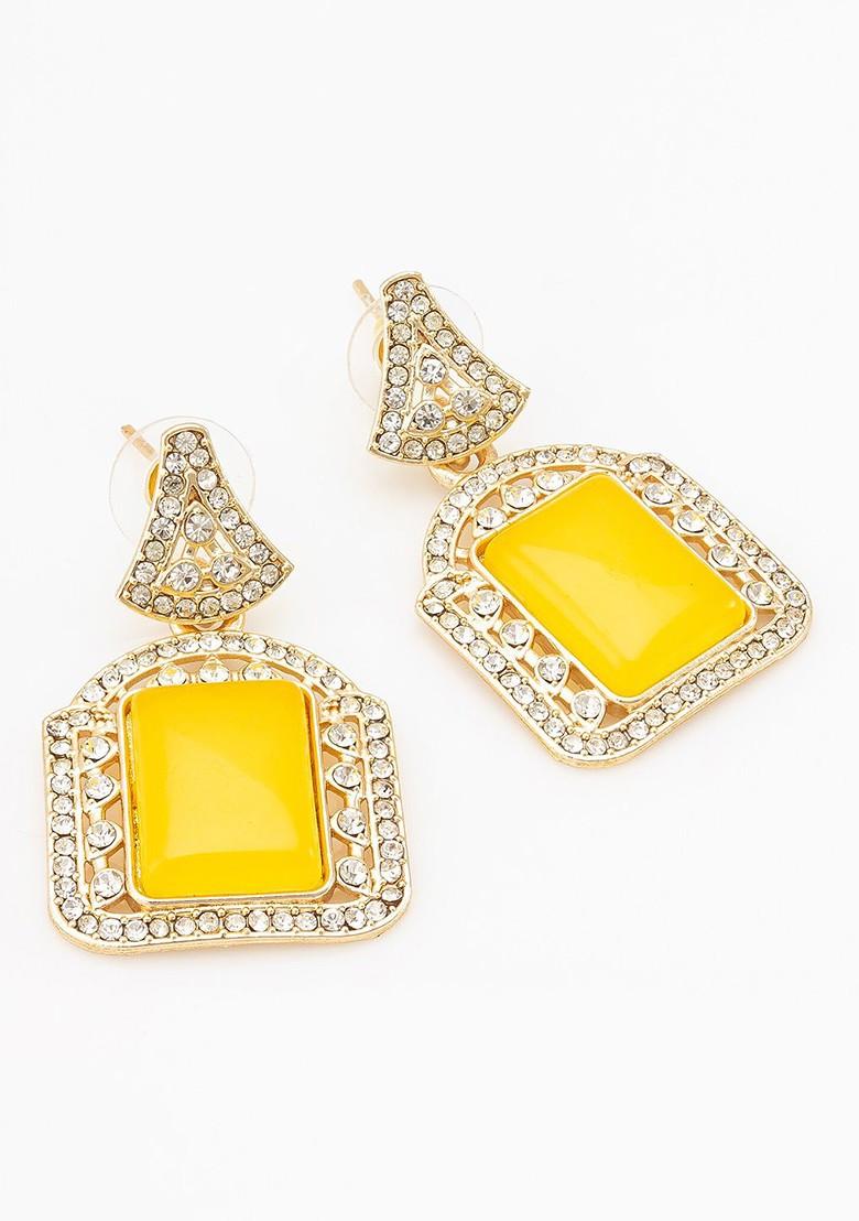 Gold Toned Geometric Drop Earrings