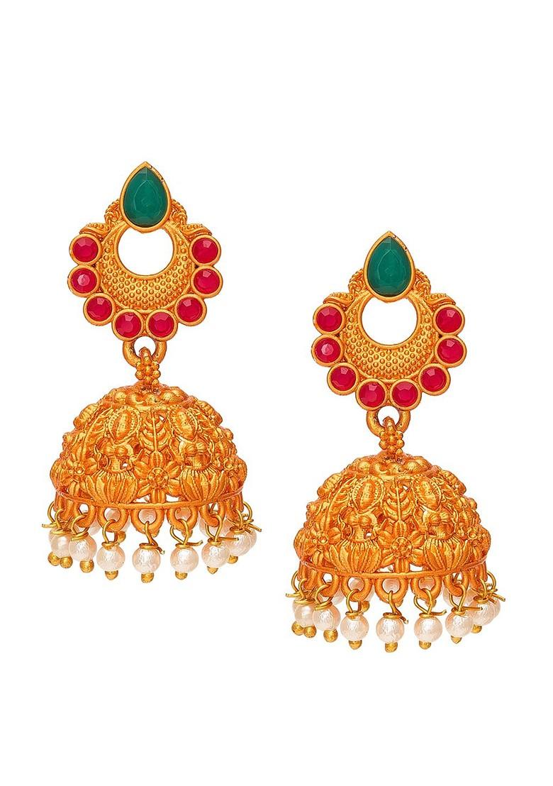 Gold Toned Contemporary Jhumkas Earrings