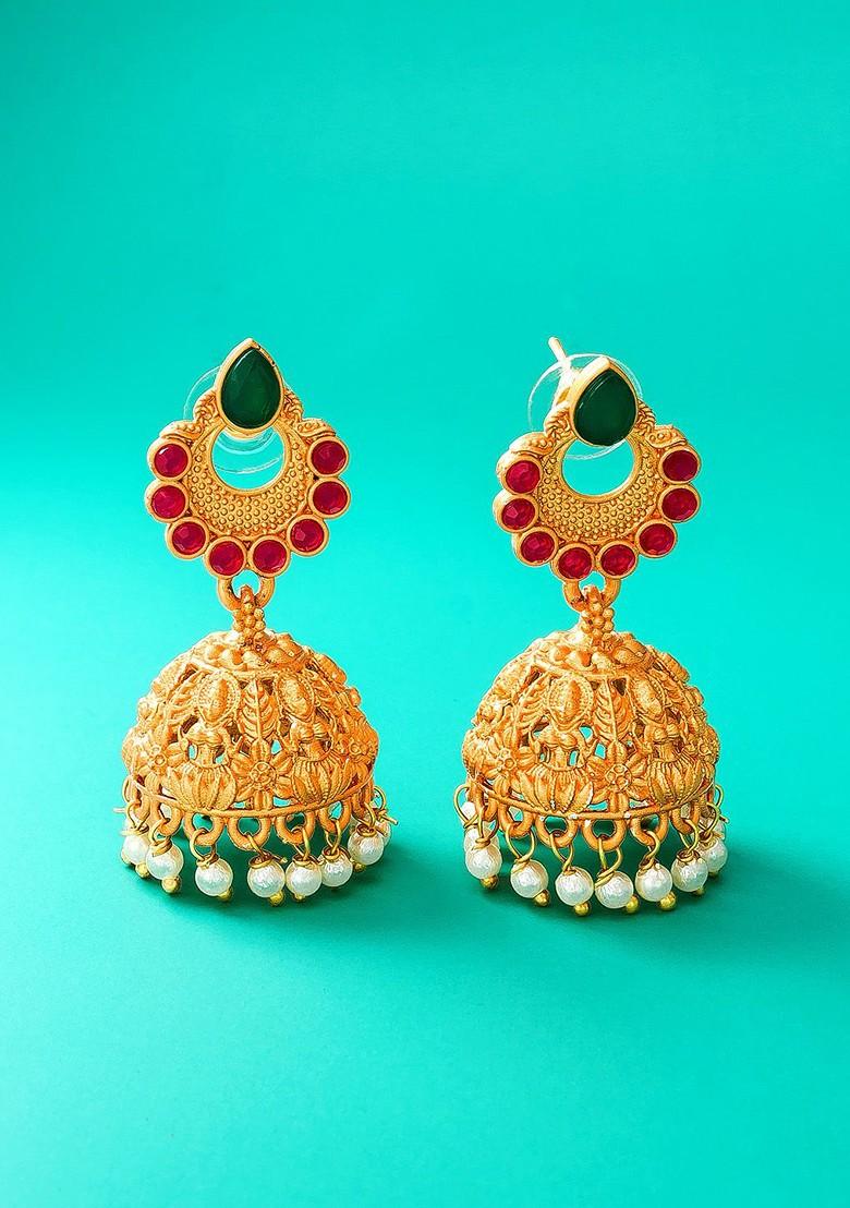 Gold Toned Contemporary Jhumkas Earrings