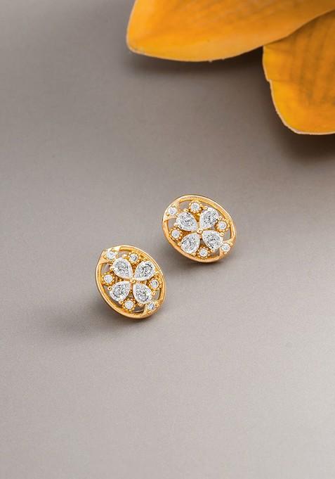 Gold Toned Geometric Studs Earrings