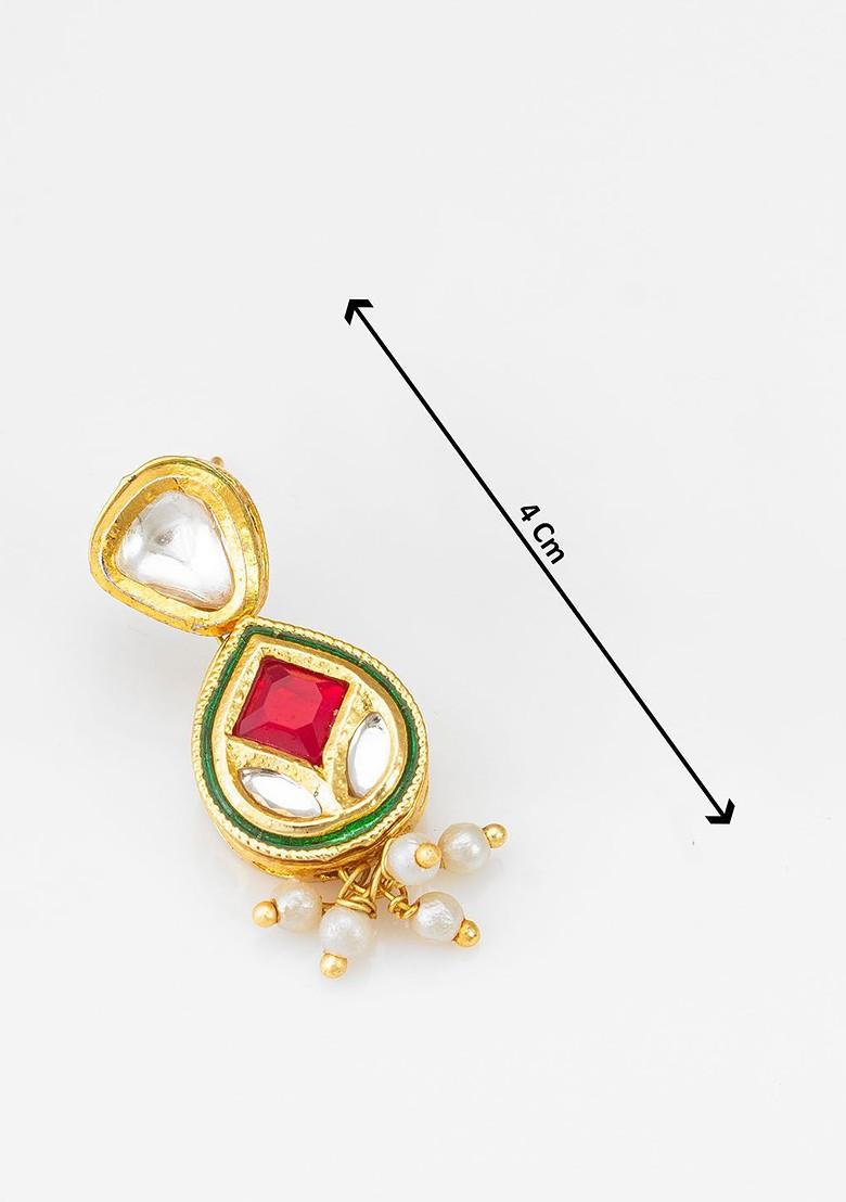 Gold Plated Kundan And Ad Studded Classic Drop Earrings