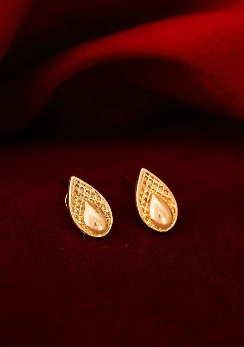 Gold Toned Geometric Studs Earrings - Indya