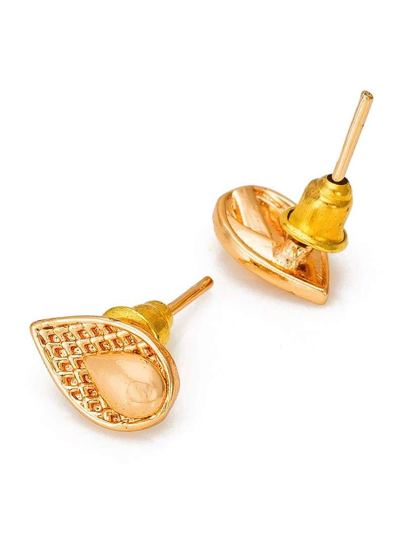 Gold Toned Geometric Studs Earrings - Indya