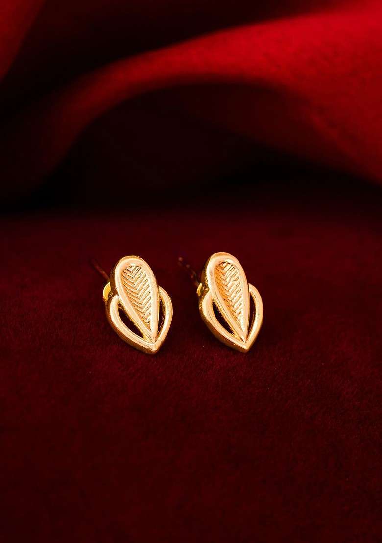 Gold Toned Geometric Studs Earrings - Indya