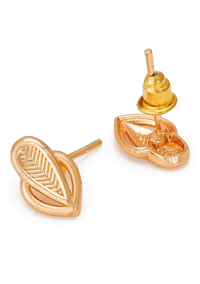 Gold Toned Geometric Studs Earrings - Indya