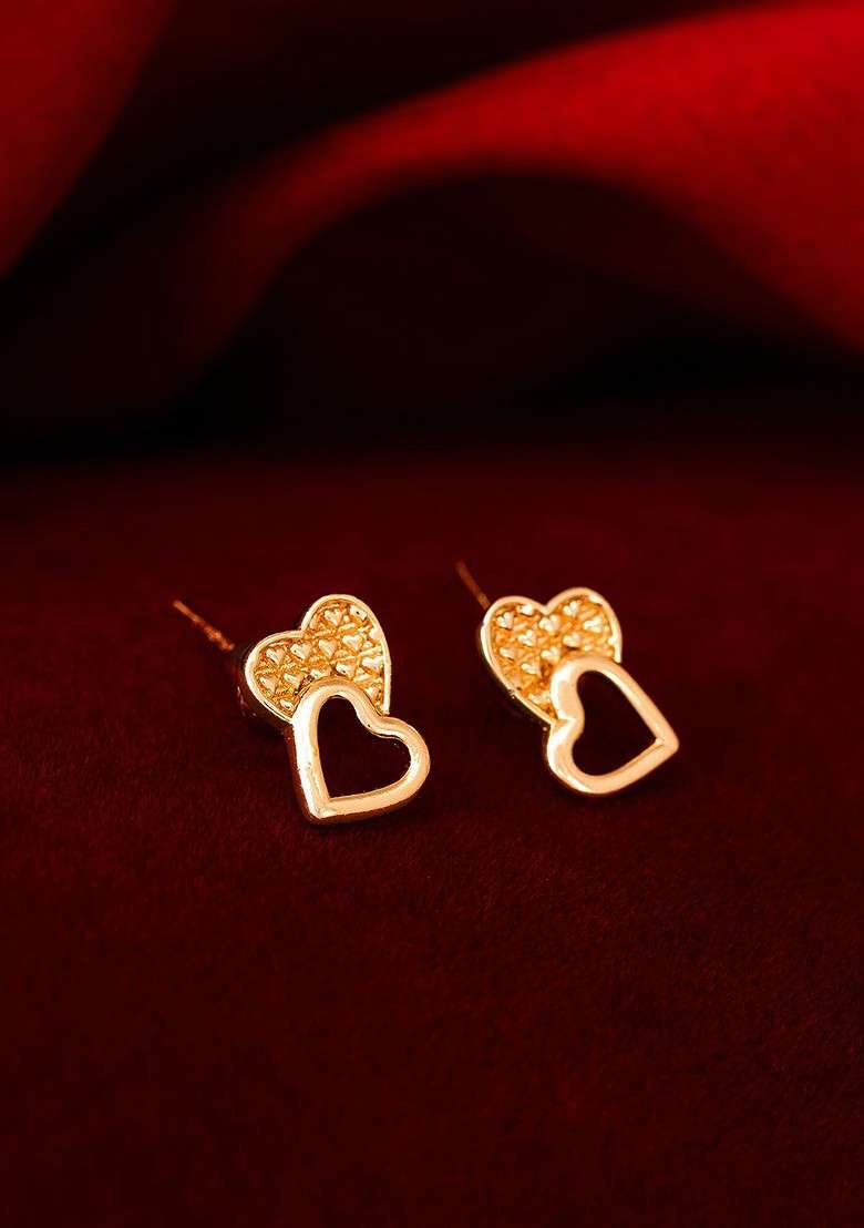 Gold Toned Geometric Studs Earrings - Indya