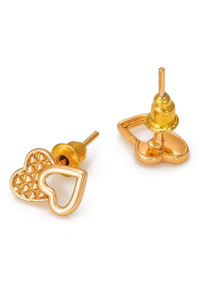 Gold Toned Geometric Studs Earrings - Indya