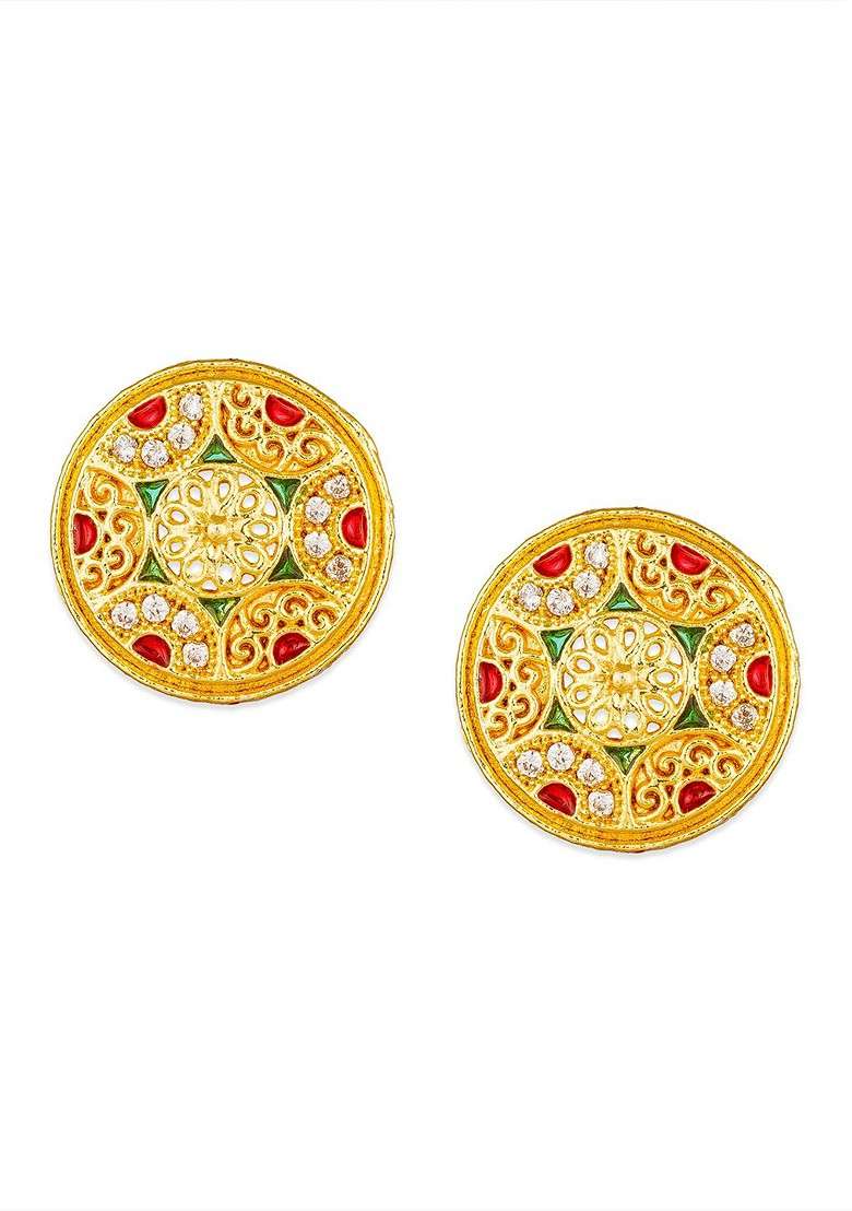 Gold Toned Contemporary Studs - Indya