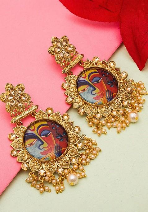 Gold Plated Geometric Drop Earrings