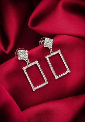 Silver Silver Plated Geometric Drop Earrings