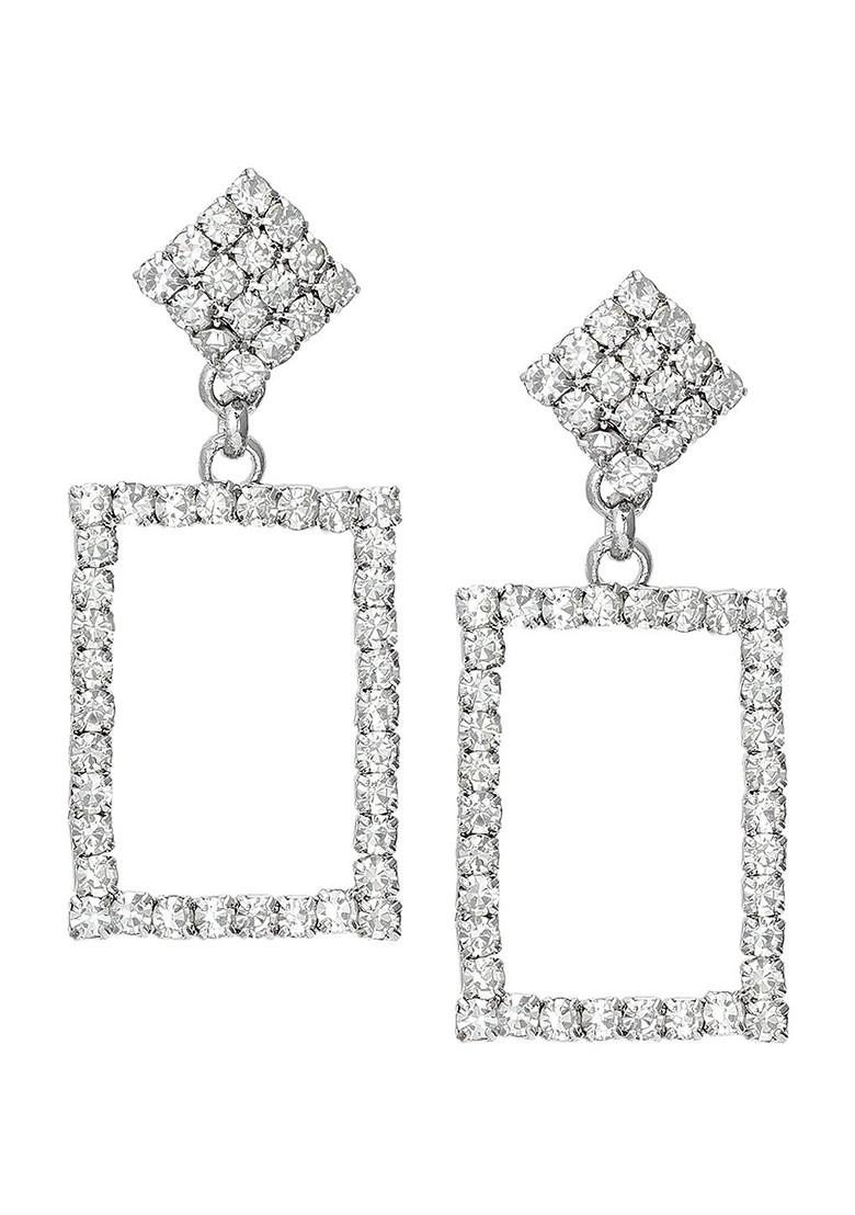 Silver Silver Plated Geometric Drop Earrings