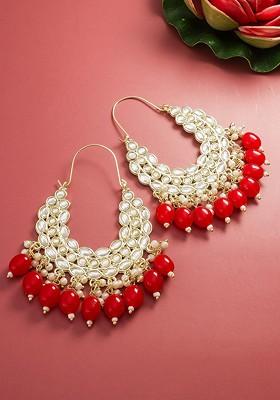 Gold Plated Classic Kundan Chandbali Earrings