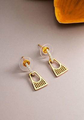 Gold Toned Geometric Drop Earrings