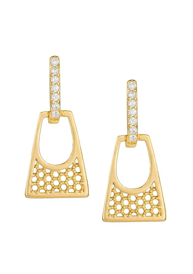 Gold Toned Geometric Drop Earrings