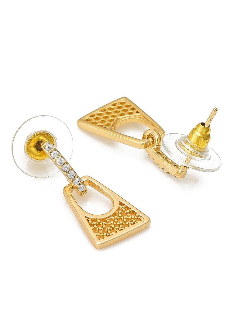 Gold Toned Geometric Drop Earrings