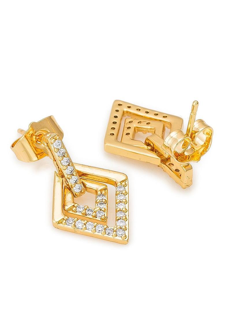 Gold Toned Geometric Drop Earrings