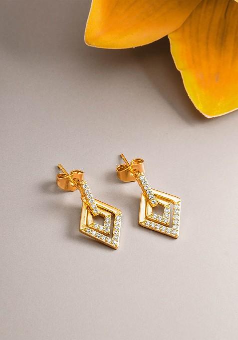 Gold Toned Geometric Drop Earrings