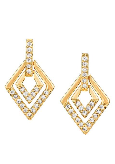 Gold Toned Geometric Drop Earrings