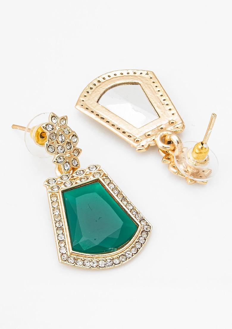 Gold Toned Geometric Drop Earrings