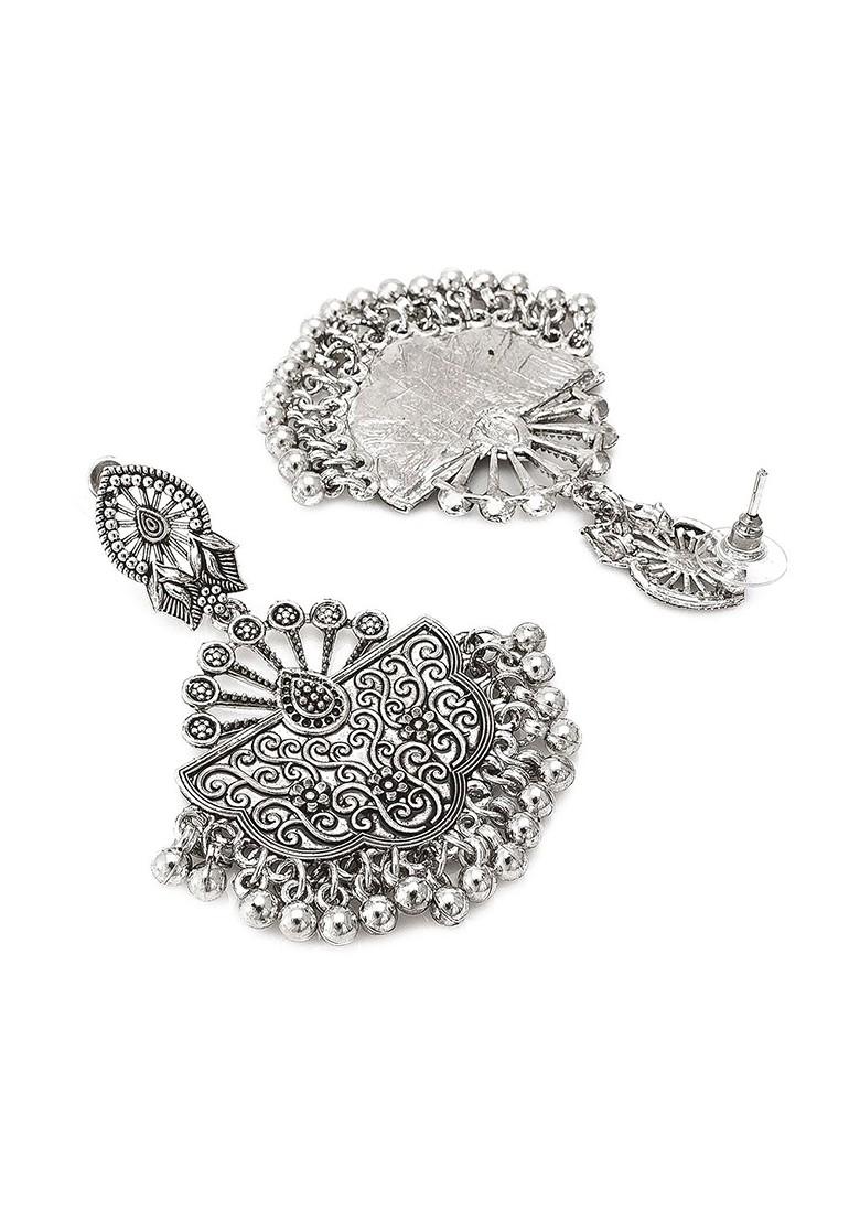 Silver Silver Toned Contemporary German Silver Drop Earrings