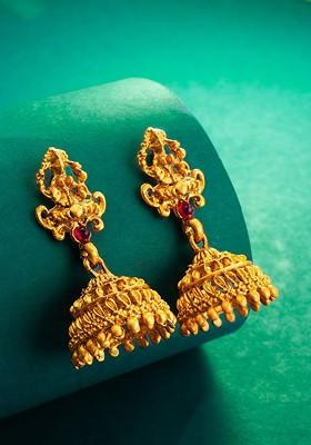 Gold Plated Stone Studded Dome Shaped Jhumkas