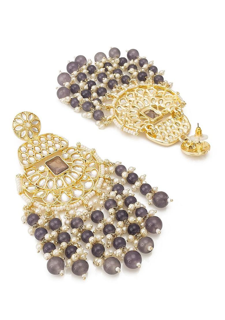 Gold Plated Kundan And Pearl Classic Chandbalis Earrings