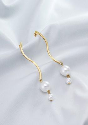 Gold Toned Circular Drop Earrings