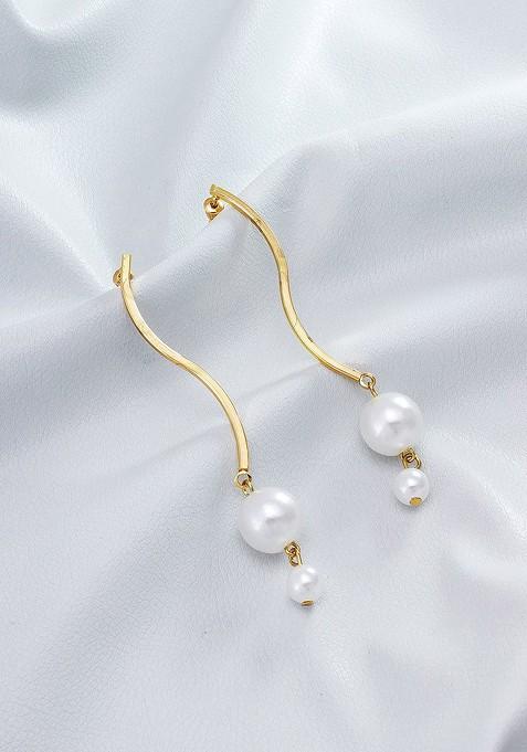 Gold Toned Circular Drop Earrings