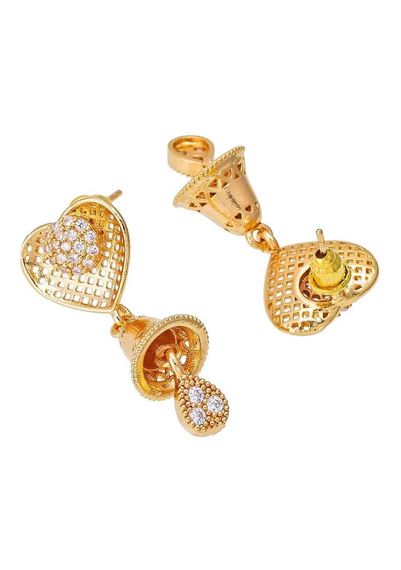 Gold Toned Contemporary Studs Earrings - Indya