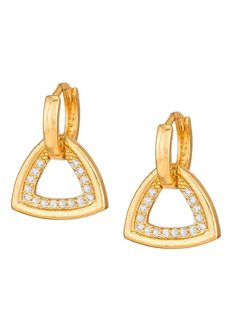 Gold Toned Geometric Studs Earrings - Indya